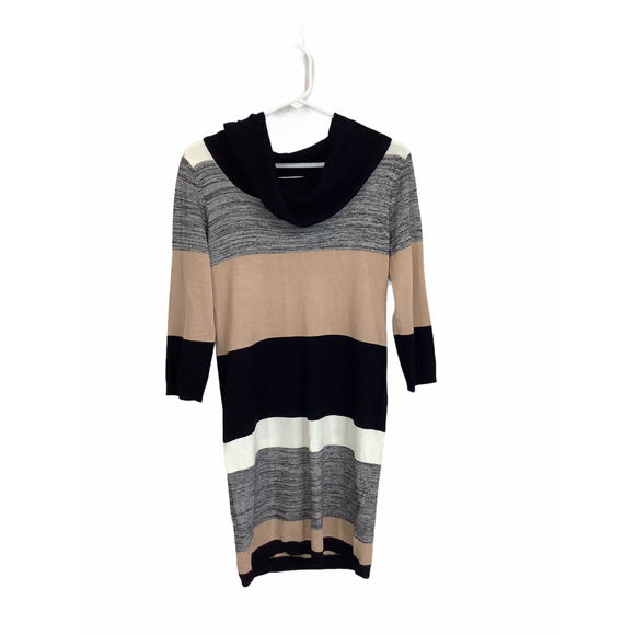 NWT Pink Rose Striped Cowl Neck Sweater Mini Dress - Picture 1 of 6